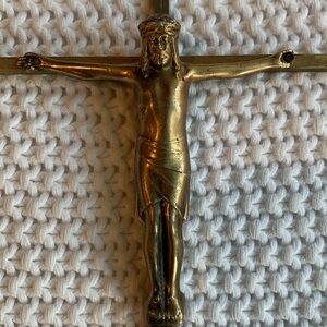 Vintage INRI Crucifix Wall Hanging With Jesus Christ on the Cross
